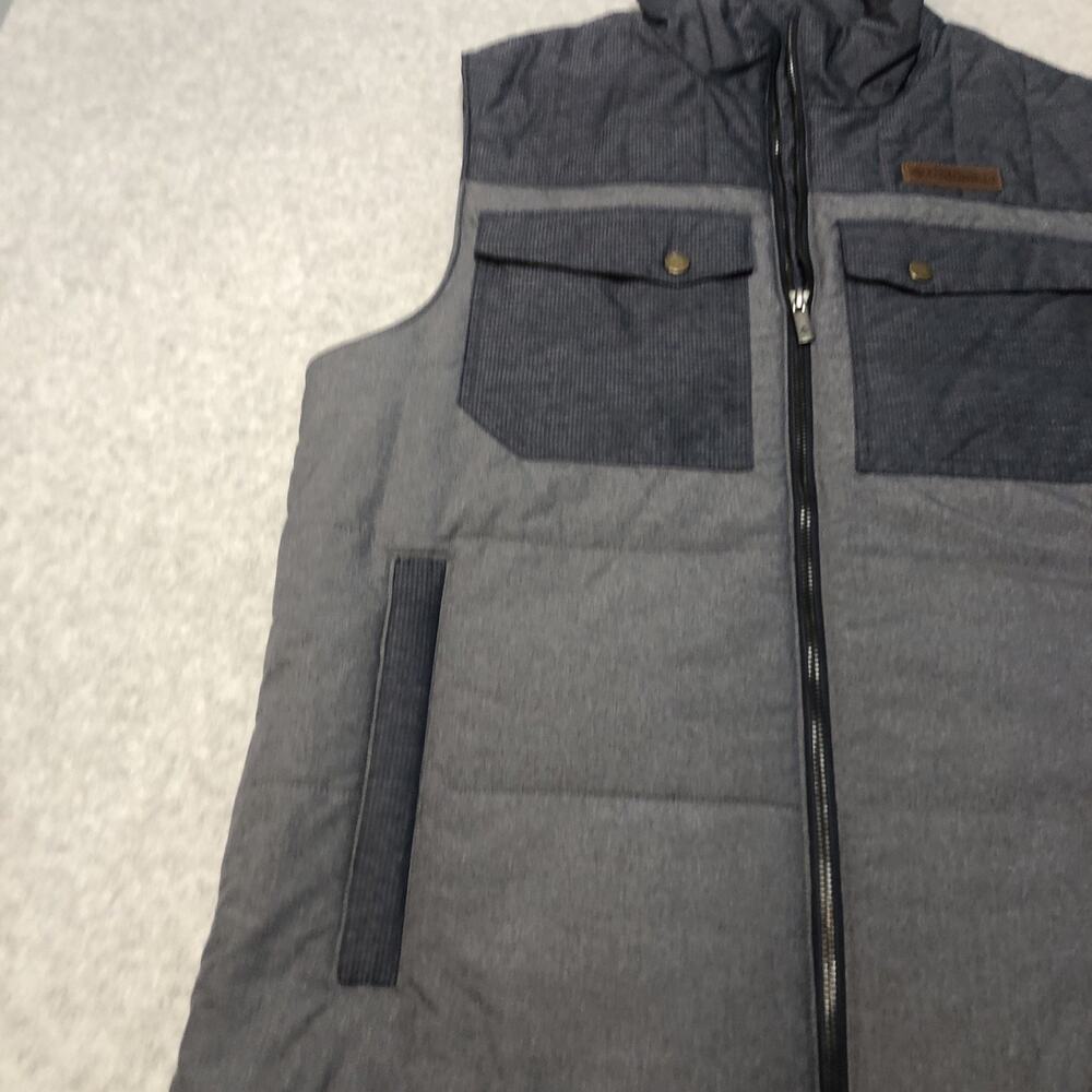 Columbia Vest Jacket Mens Medium Gray Black Gilet Quilted Adjustable 4 Pockets - Picture 4 of 11